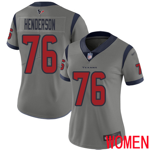 Houston Texans Limited Gray Women Seantrel Henderson Jersey NFL Football #76 Inverted Legend->houston texans->NFL Jersey